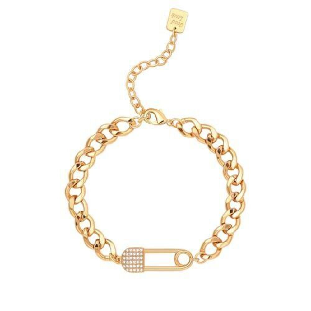 2277 Dainty 18K Gold Zircon Pin Cuban Chain Link Bracelet Personalized